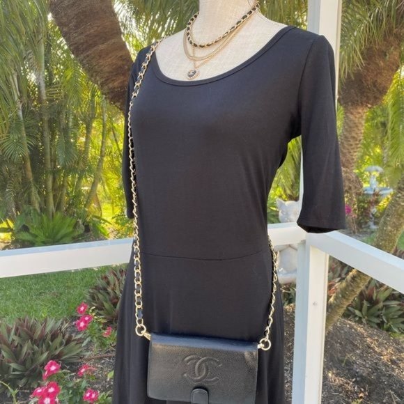 Chanel Black Caviar Leather Wallet on a Chain 100% Authentic - Picture 10 of 12